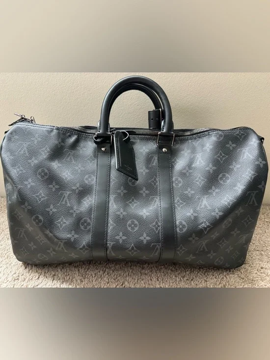 Louis Vuitton Monogram Eclipse Canvas Black & Gray Keepall 45 - Picture 2 of 5